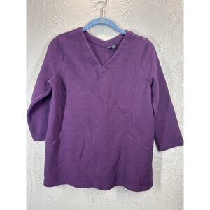 J.Jill Wearever Collection Purple V‎ Neck Knit Pullover Womens Top Shirt Size XS